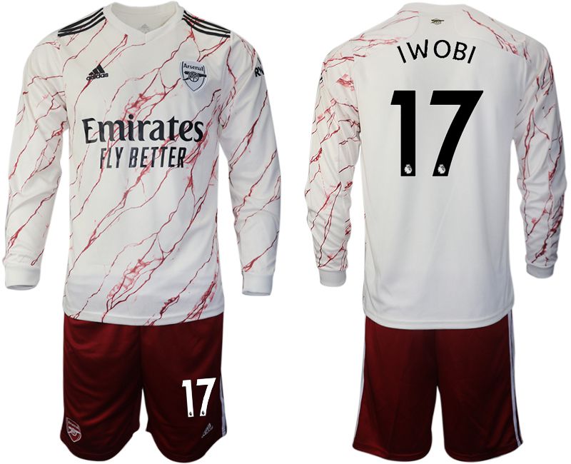 Men 2020-2021 club Arsenal away long sleeve #17 white Soccer Jerseys